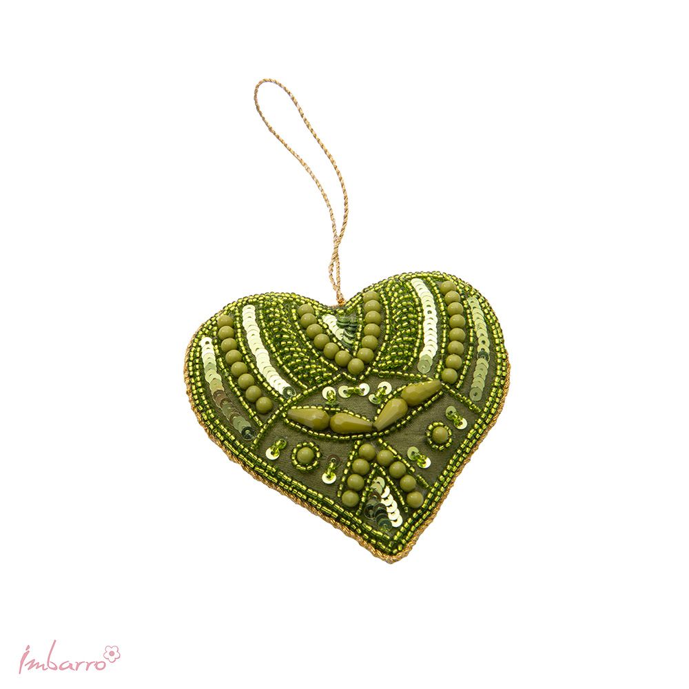 Dekoherz Shine Heart Green – Grün, 9 × 10 cm