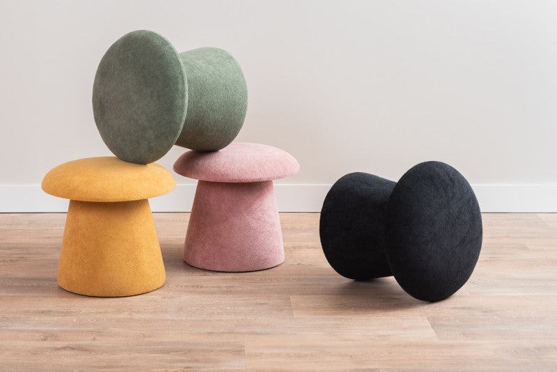 Samt-Pouf Mushroom von Leitmotiv – Hocker in Pilzform | Ø 39,5 cm