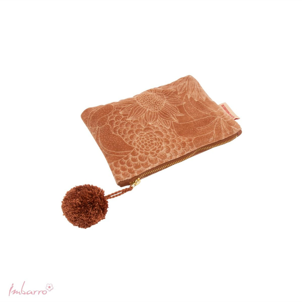 Portemonnaie Pure Camel – Samt mit Blumenmuster, 19 × 12 cm