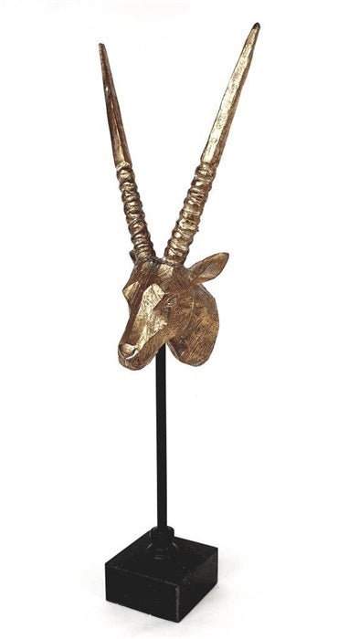 Deko-Objekt „Antilope“ auf Sockel – Gold/Schwarz