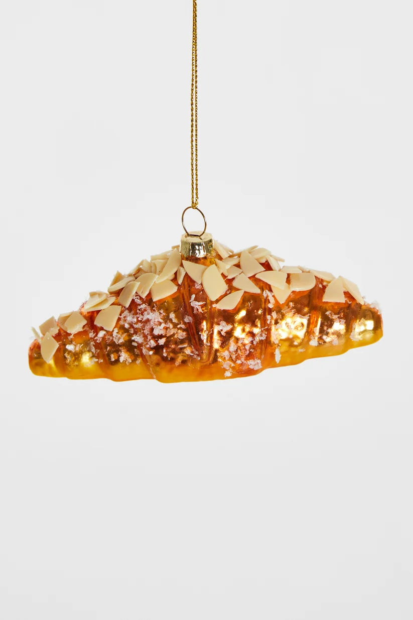 Christbaumschmuck Mandelcroissant aus Glas – Braun