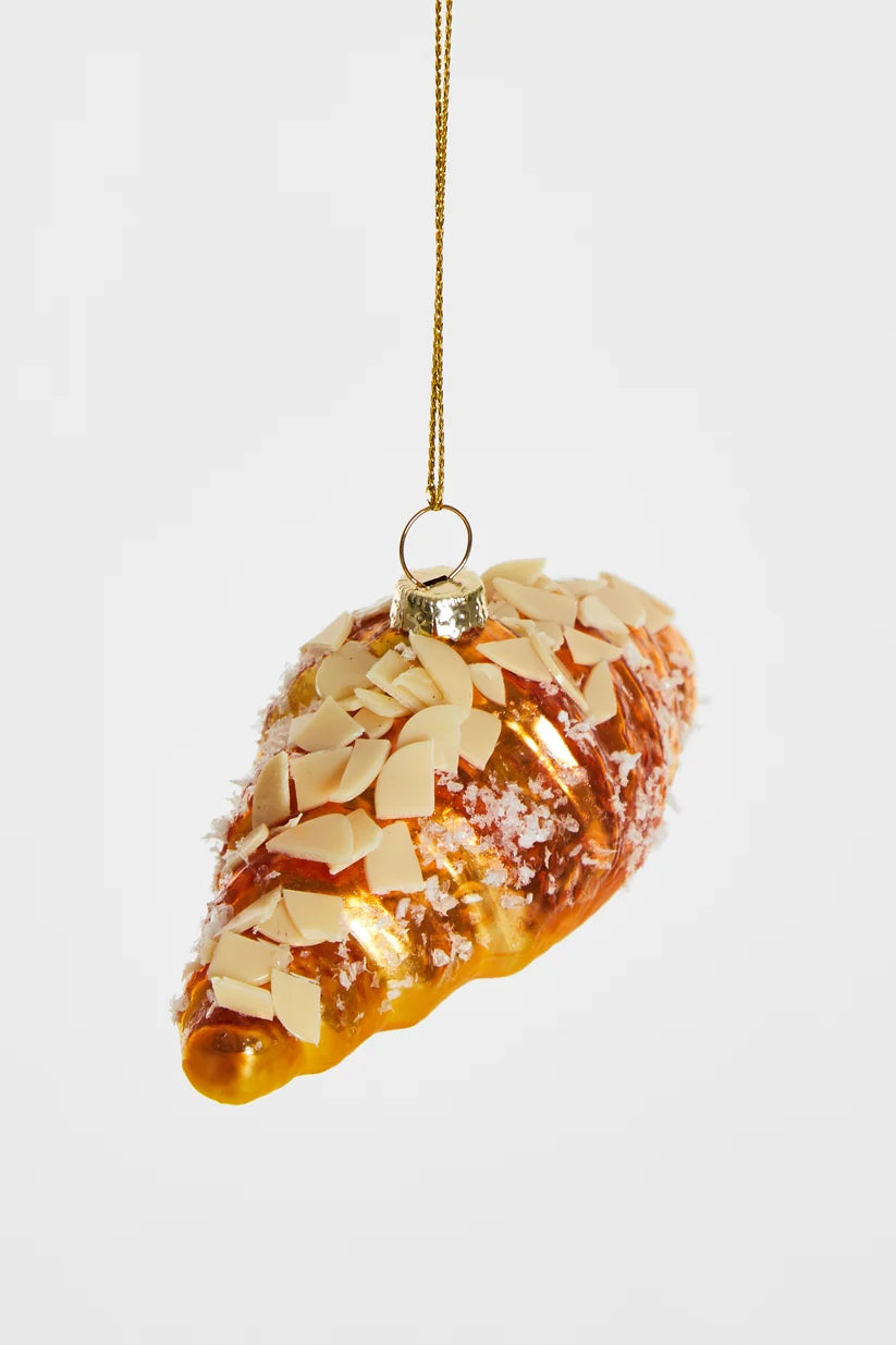 Christbaumschmuck Mandelcroissant aus Glas – Braun
