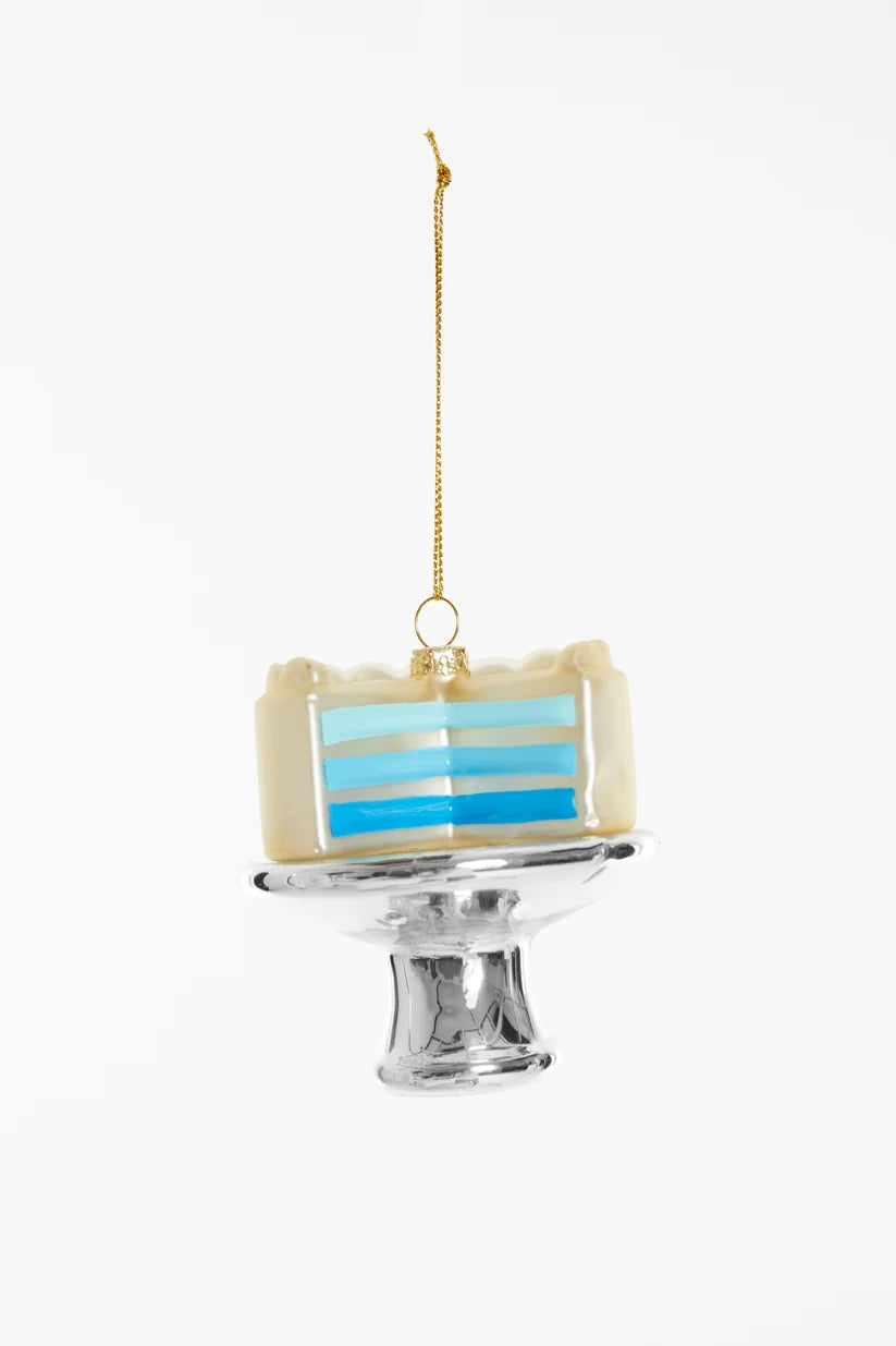 Christbaumschmuck Gender Reveal Torte aus Glas – Blau
