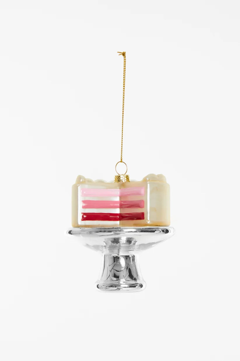 Christbaumschmuck Gender Reveal Torte aus Glas – Rosa
