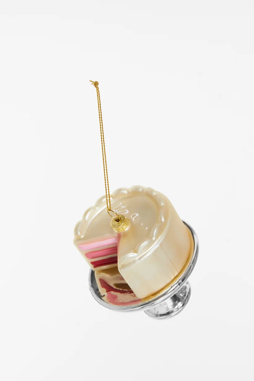 Christbaumschmuck Gender Reveal Torte aus Glas – Rosa