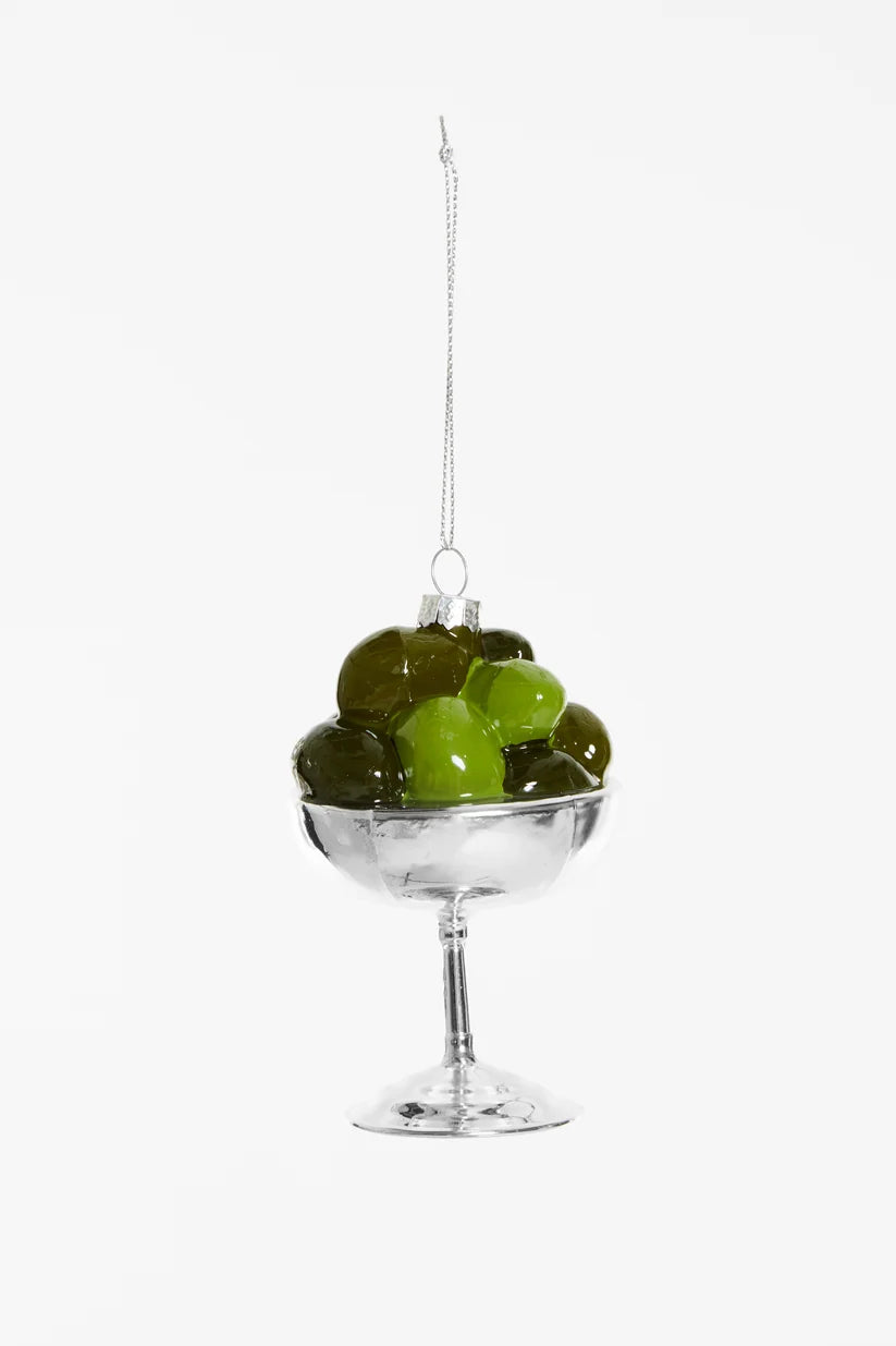 Christbaumschmuck Olivenschale aus Glas – Grün