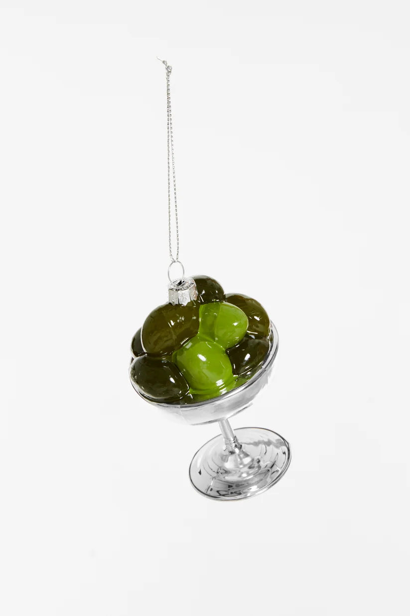 Christbaumschmuck Olivenschale aus Glas – Grün
