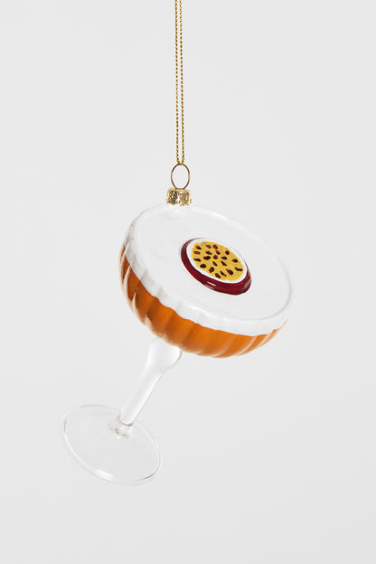 Christbaumschmuck Pornstar Martini aus Glas – Orange & Weiß