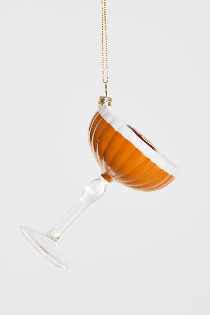 Christbaumschmuck Pornstar Martini aus Glas – Orange & Weiß