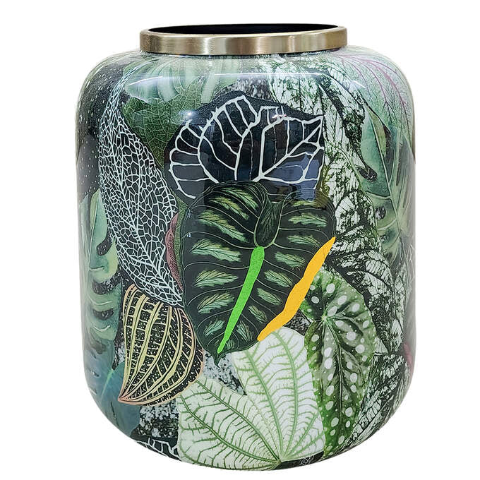 Dekovase „Botanical Leaves“ Grün 24,5 cm