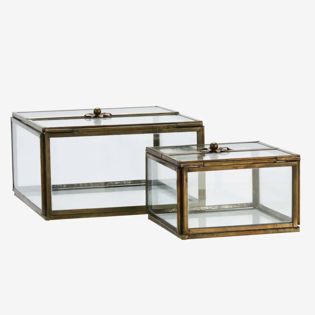 Glasboxen mit Messingrahmen – 2er-Set