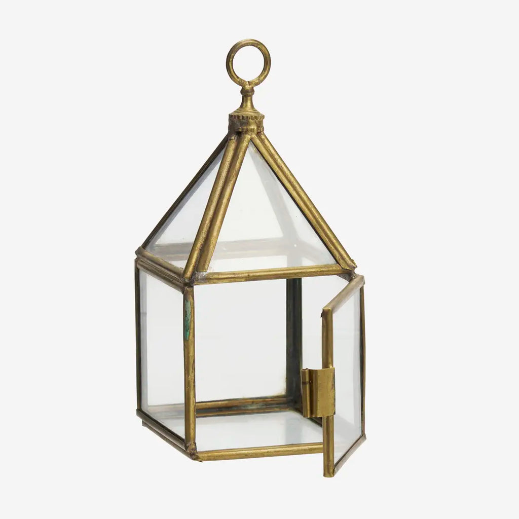 Hängende Glasbox – Antik Messing