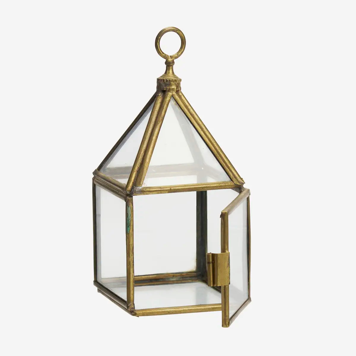 Hängende Glasbox – Antik Messing