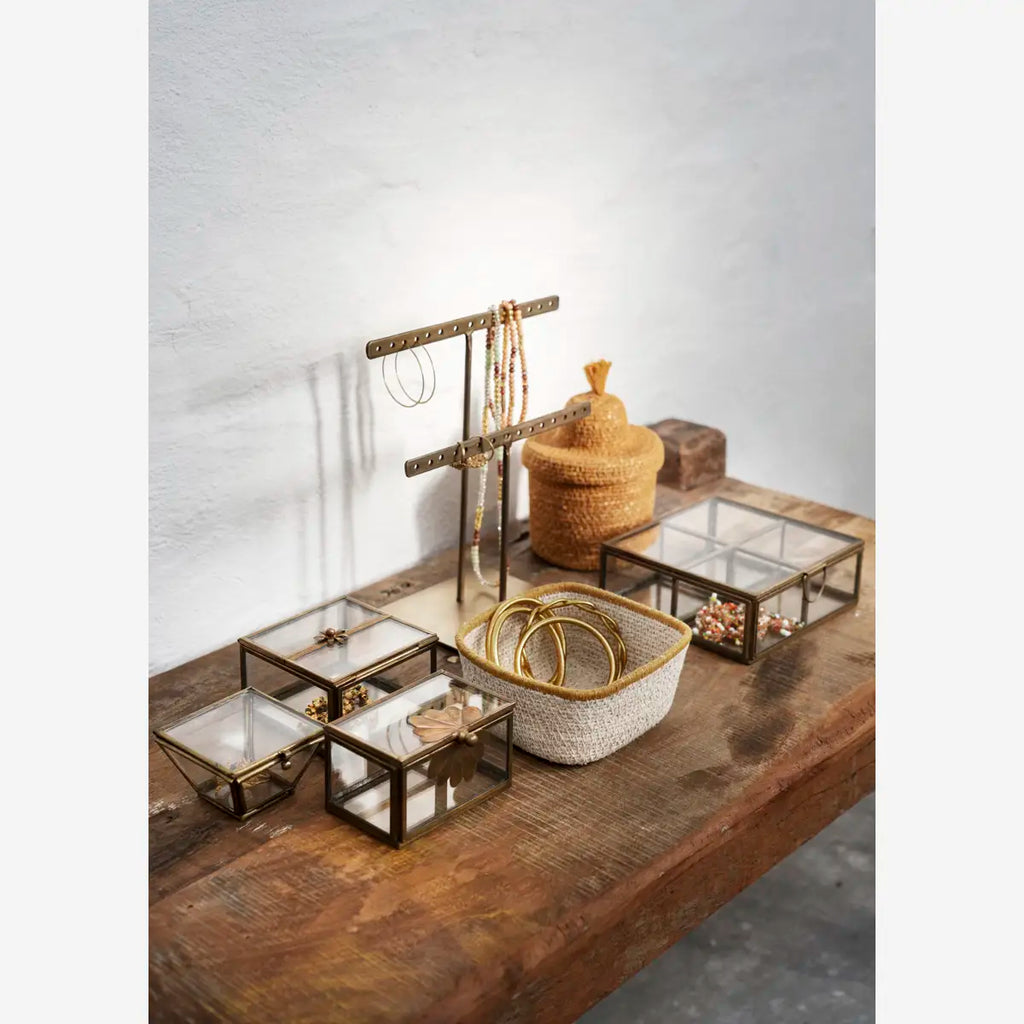 Glasboxen mit Messingrahmen – 2er-Set