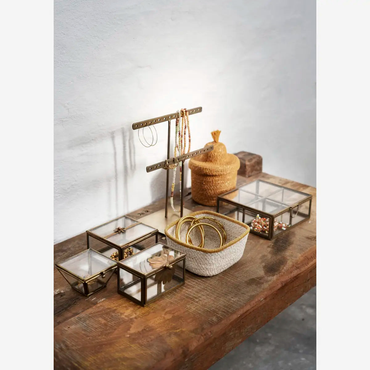 Glasboxen mit Messingrahmen – 2er-Set