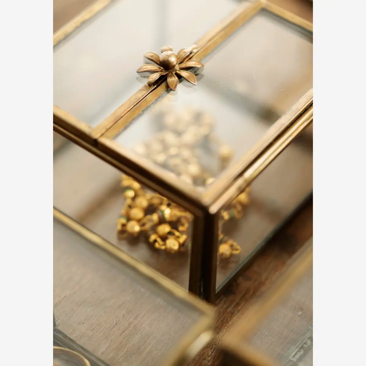Glasboxen mit Messingrahmen – 2er-Set